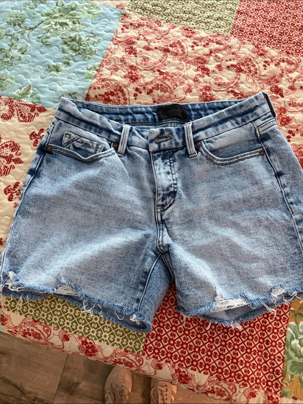 BKE Light Blue Distressed Denim Cutoff Shorts